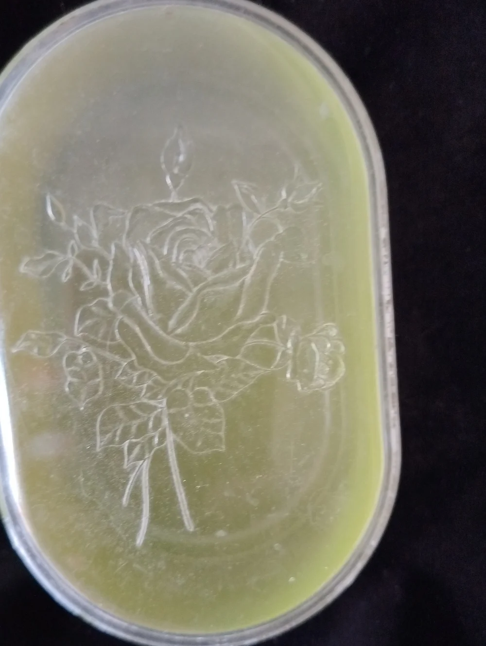 Vintage Green oval container plastic trinket Box